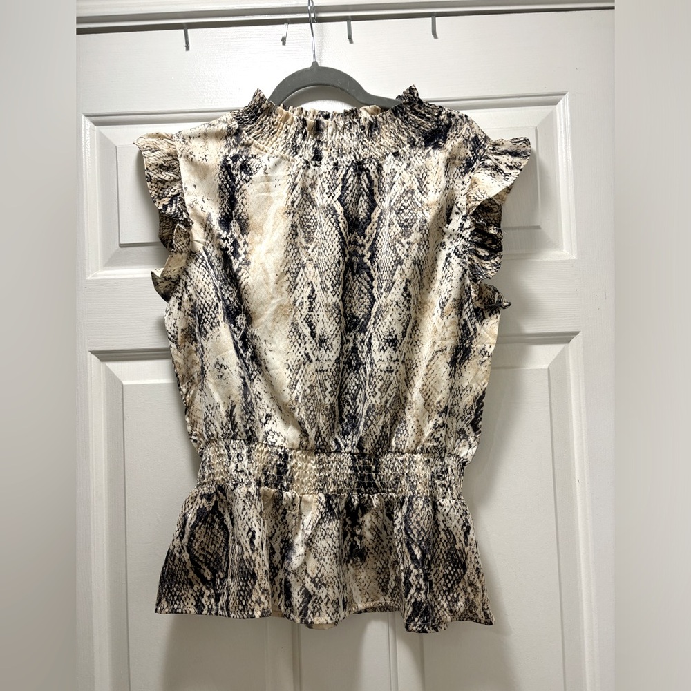 Hayden Snakeskin Flutter Top
